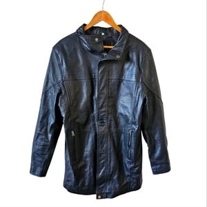 Real Leather Men's Black genuine Leather Jacket coat size Large..